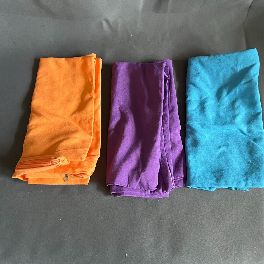 Set Of 3 Vibrant Cotton Fabric Pieces - Orange Purple & Teal - For Crafting Sewi